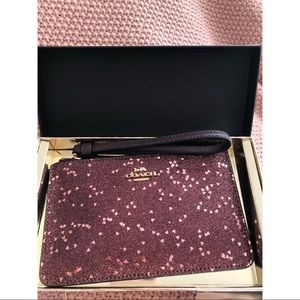 NEW Coach F39132 Small Wristlet with Heart Glitter